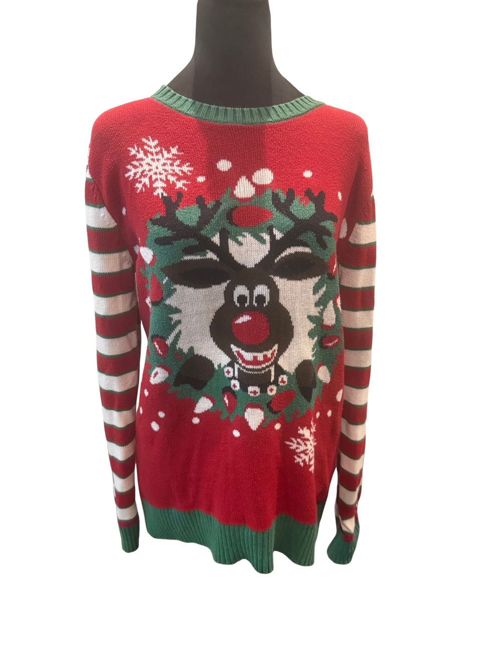 Red Holiday Reindeer Knit Sweater - Women